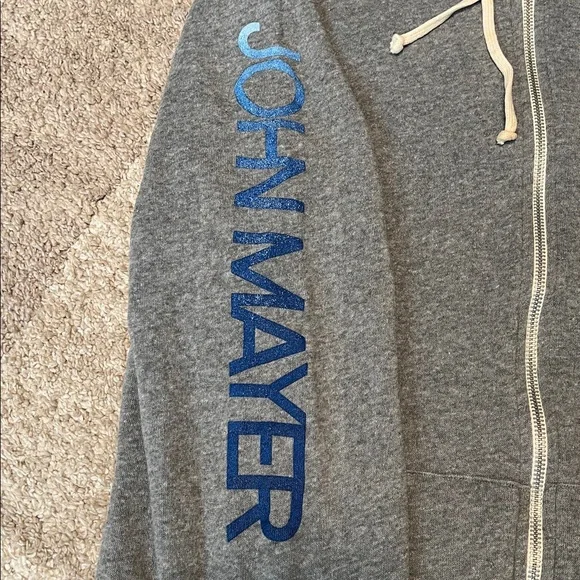 John Mayer grey hoodie, ombre blue graphics, size L EUC! - Picture 3 of 6